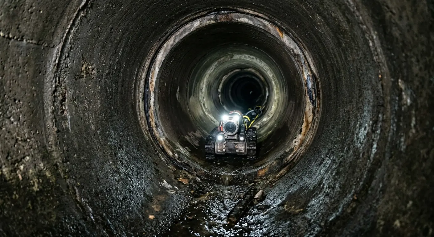 Robotic sewer camera inspecting pipe interior for Sewer Line Repair in McLendon-Chisholm